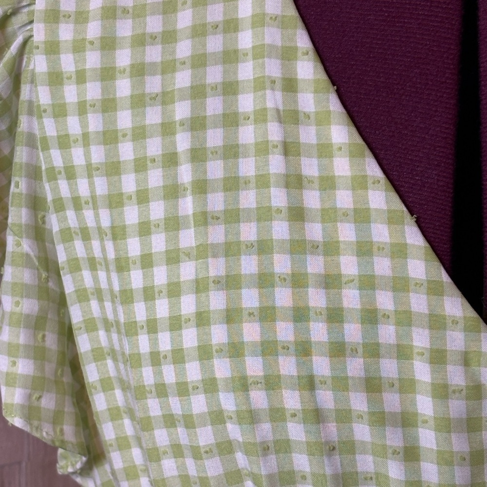 Taylor Lime Green and Cream Checked Gingham Maxi Dress - Picture 3 of 9